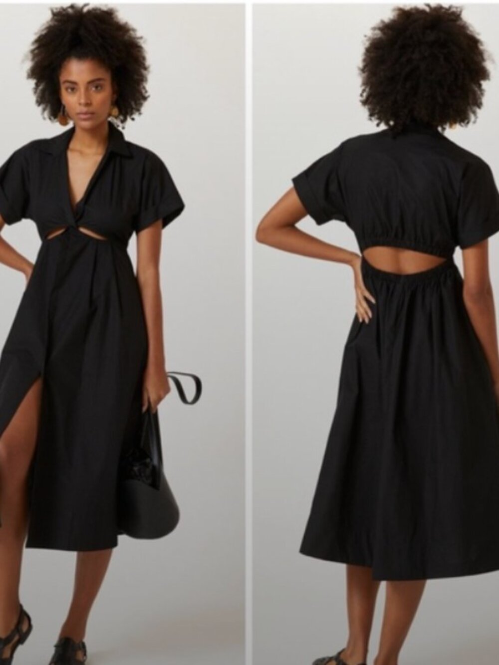 NWT Anthropologie Black Cut Out Midi Dress | Women's XL | Little Black Dress